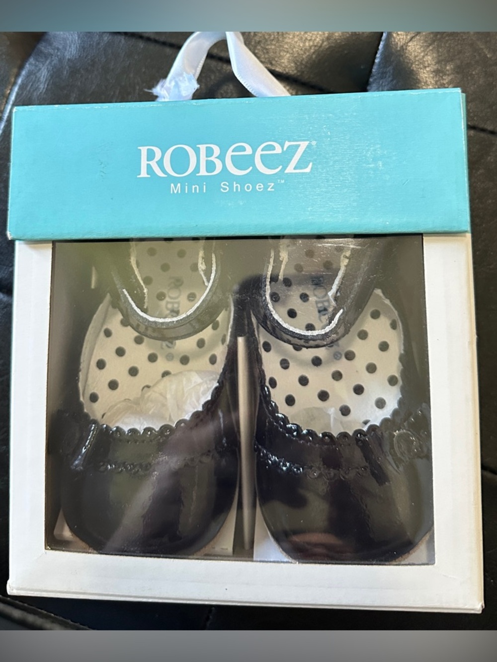 Robeez Catherine Black Patent Mary Jane Dress Shoes Size 3 6/9mos